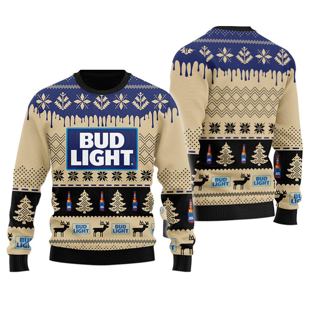 Chevron Pattern Bud Light Christmas Ugly Sweater - WeCustomit