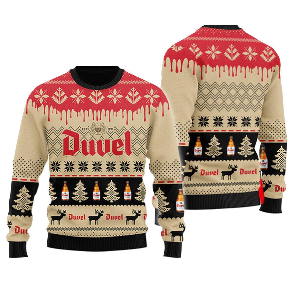 Chevron Pattern Duvel Beer Christmas Ugly Sweater - WeCustomit