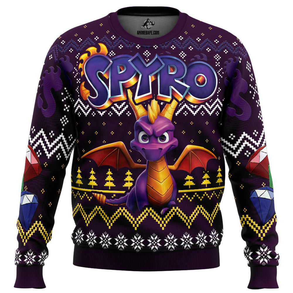 Christmas Dragon Spyro Ugly Christmas Sweater - WeCustomit