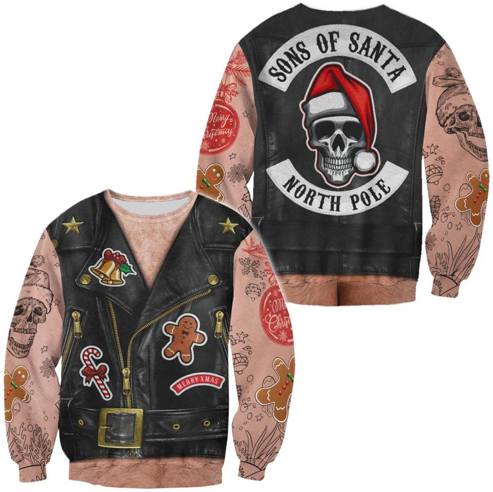 Biker xmas Ugly Christmas Sweater For Men & Women Christmas Gift Sweater PT928 - WeCustomit