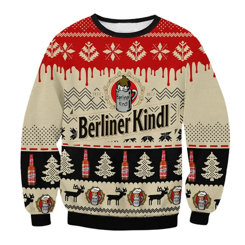 Unisex Berliner Kindl 3D Ugly Christmas Sweater For Men & Women Christmas Gift Sweater BH1082 - WeCustomit