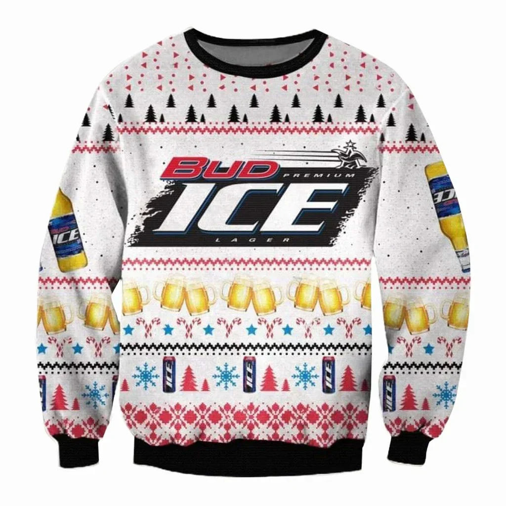 Unisex Bud Ice 3D Ugly Christmas Sweater For Men & Women Christmas Gift Sweater BH1253 - WeCustomit