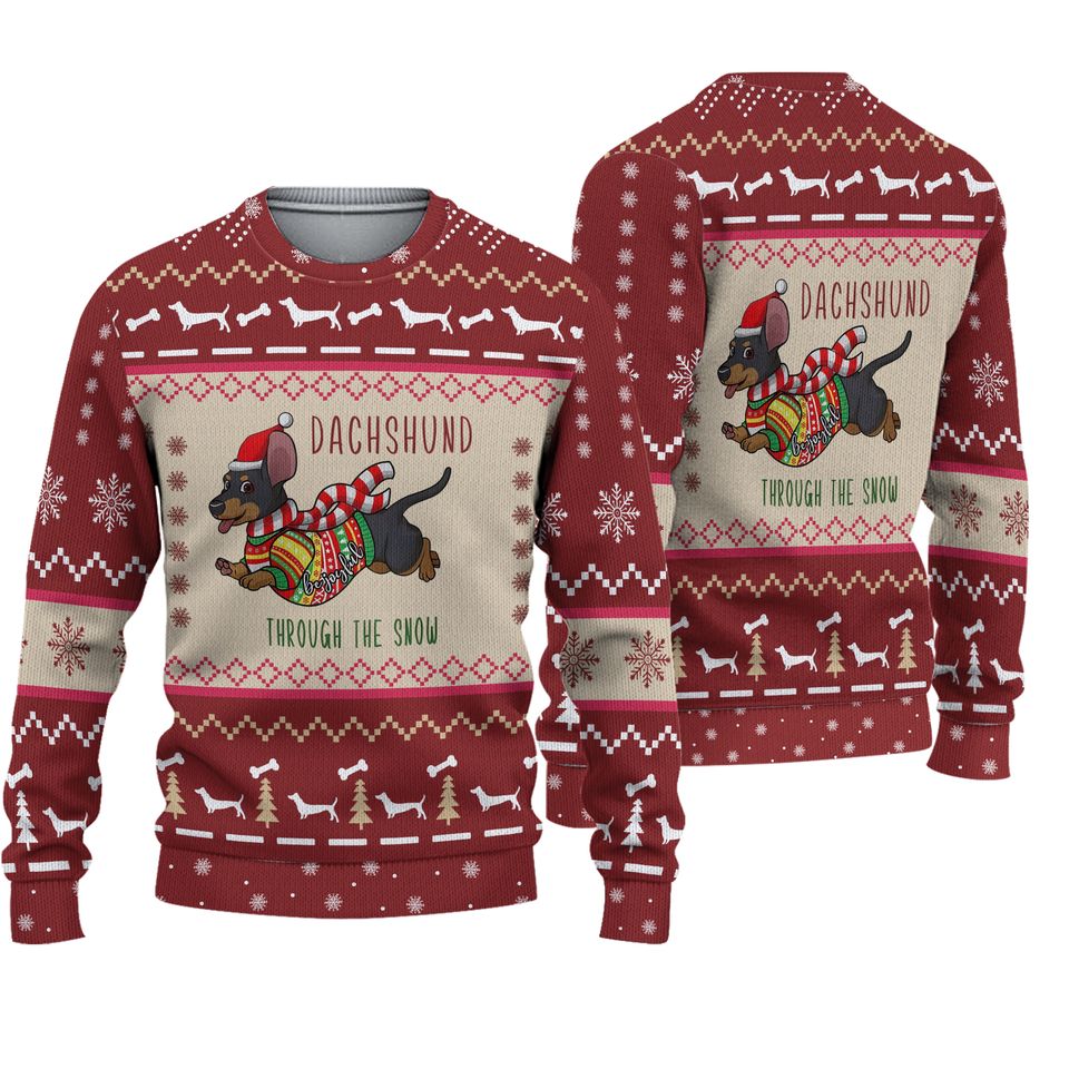 Dachshund Ugly Christmas Sweater For Men & Women Christmas Gift Sweater PT935 - WeCustomit