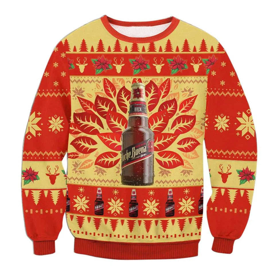 Unisex Cerveza Noche Buena 3D Ugly Christmas Sweater For Men & Women Christmas Gift Sweater BH1273 - WeCustomit
