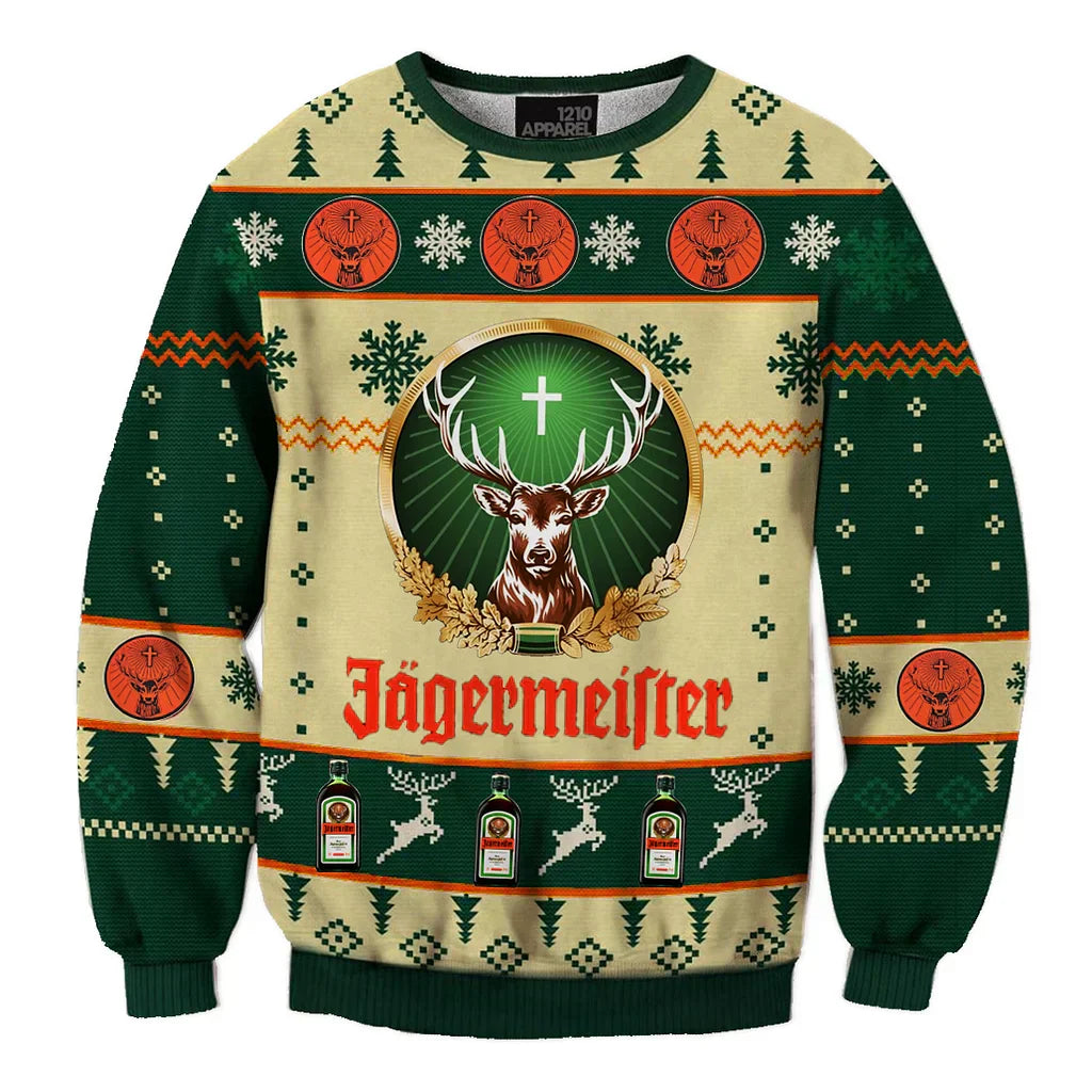 Unisex Jagermeister Drink 3D Ugly Christmas Sweater For Men & Women Christmas Gift Sweater BH1073 - WeCustomit