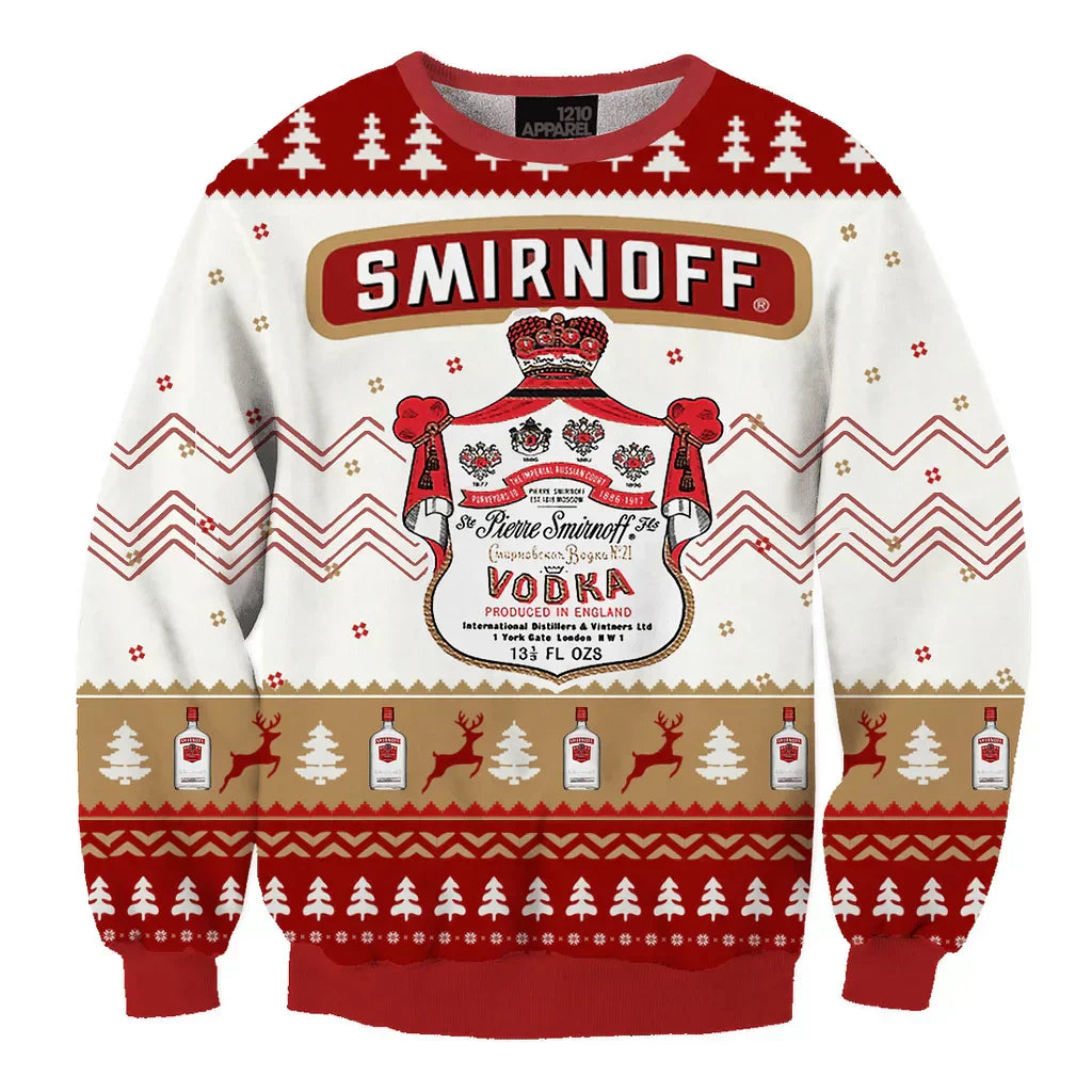 Unisex Smirnoff Vodka Drink 3D Ugly Christmas Sweater For Men & Women Christmas Gift Sweater BH1109 - WeCustomit