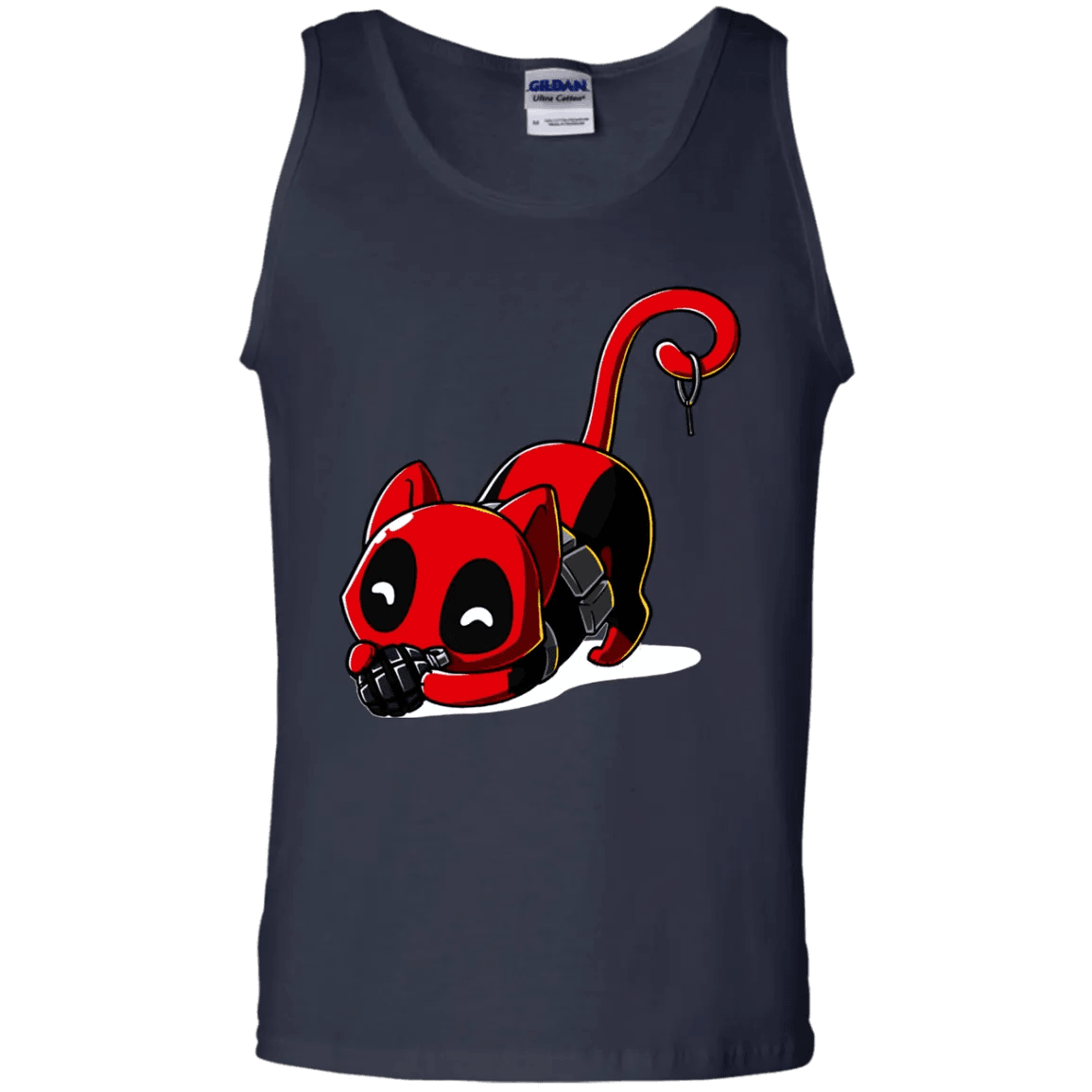 Deadpool Cat Tank Top Playing With Grenade - WeCustomit