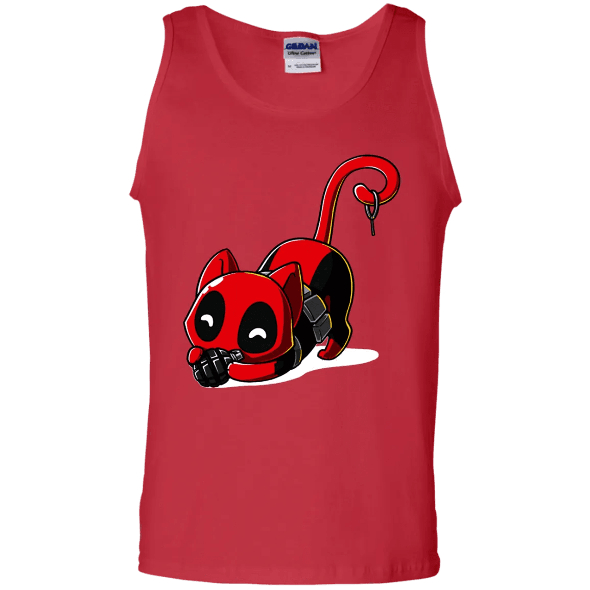 Deadpool Cat Tank Top Playing With Grenade - WeCustomit