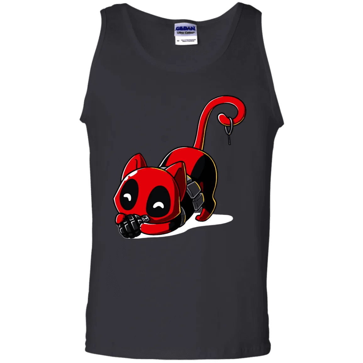 Deadpool Cat Tank Top Playing With Grenade - WeCustomit