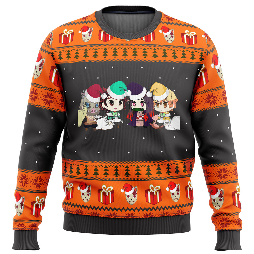 Demon Slayer Chibi Ugly Christmas Sweater - WeCustomit