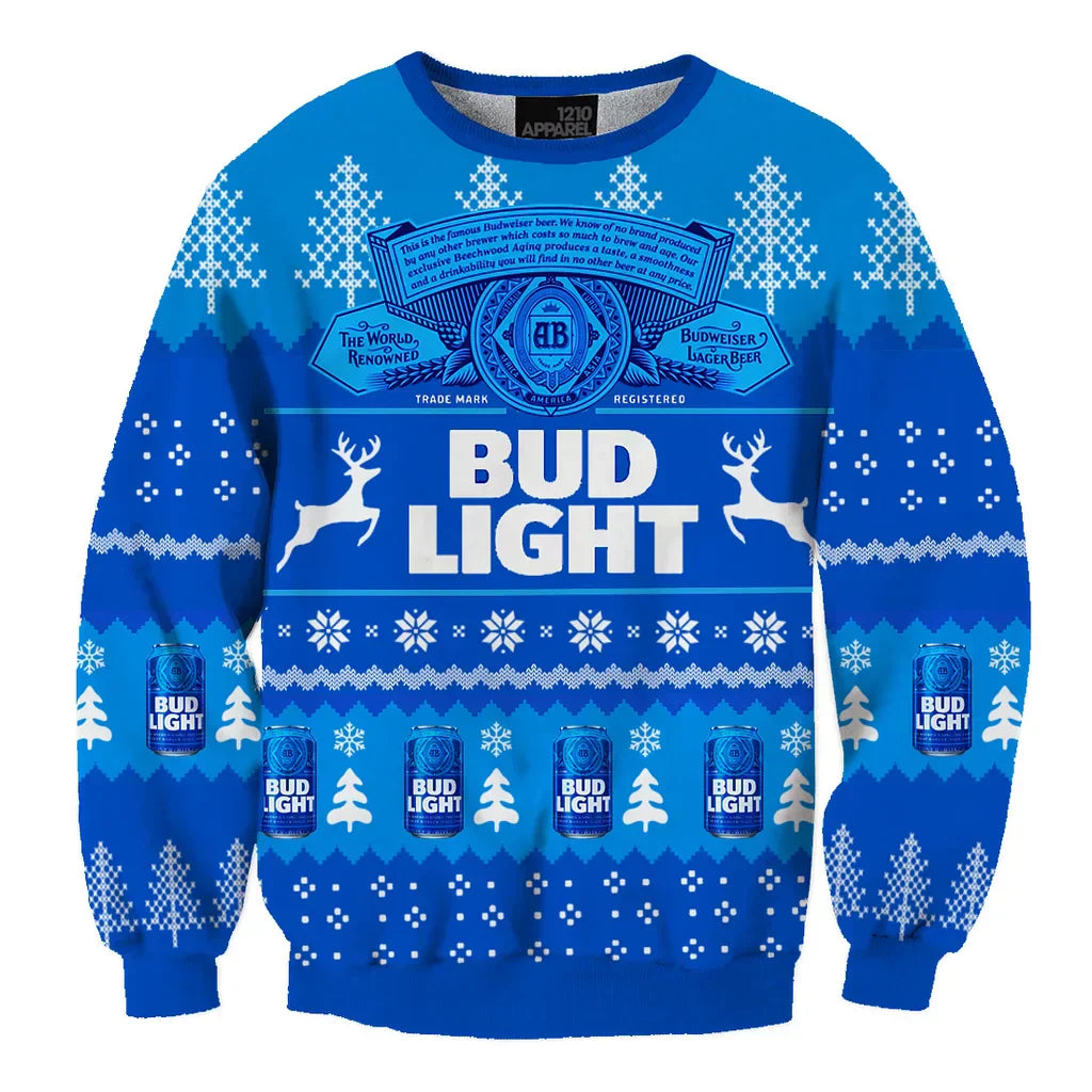 Unisex Bud Light Beer 3D Ugly Christmas Sweater For Men & Women Christmas Gift Sweater BH1122 - WeCustomit