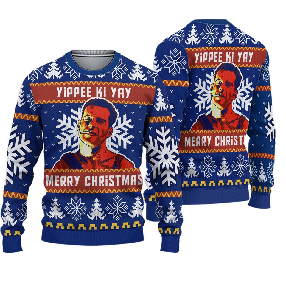 Die Hard Bruce Willis Christmas Movie Ugly Christmas Sweater For Men & Women Christmas Gift Sweater BH589 - WeCustomit