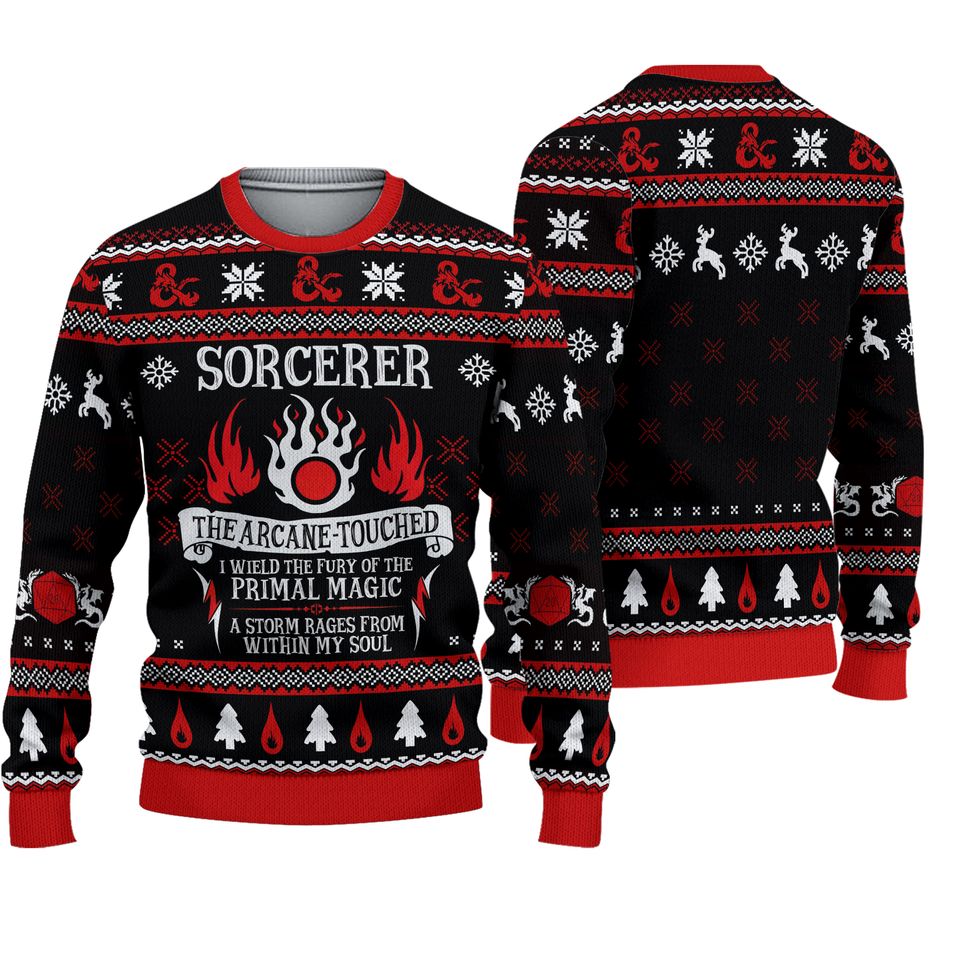Dnd Classes Sorcerer Ugly Christmas Sweater For Men & Women Christmas Gift Sweater BH641 - WeCustomit
