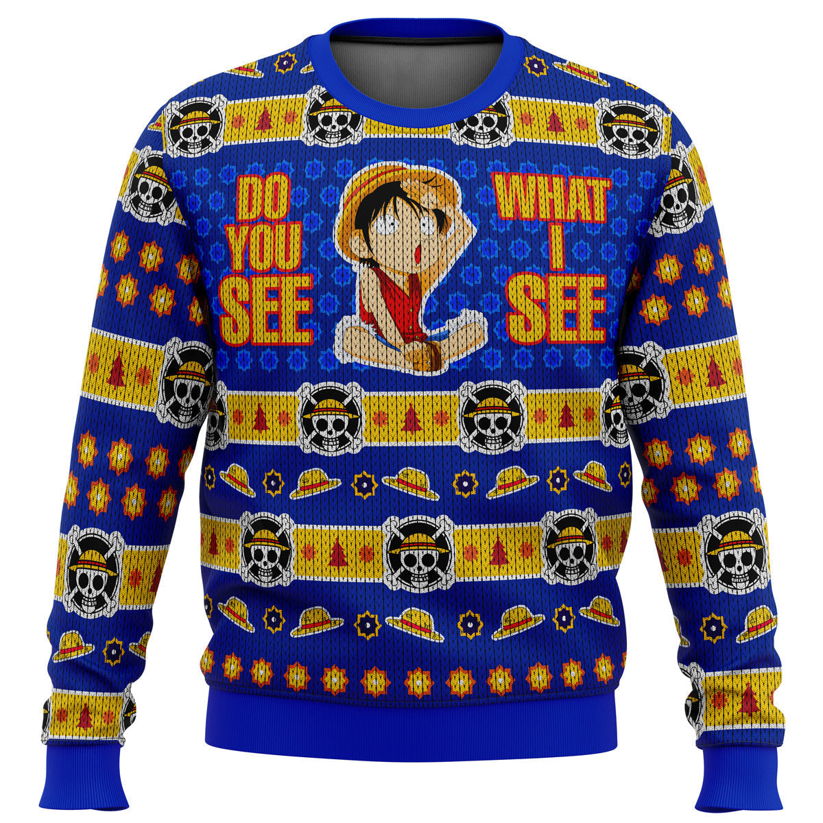 Do You See What I See Monkey D Luffy One Piece Ugly Christmas Sweater - WeCustomit