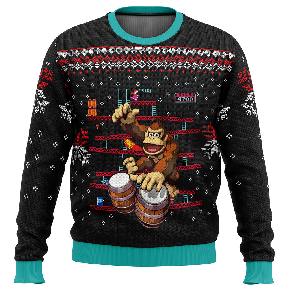 Donkey Kong Drums Ugly Christmas Sweater - WeCustomit