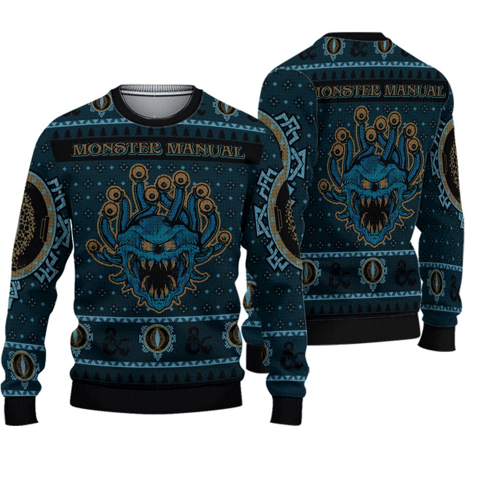 Dungeons & Dragons Monster Manual Ugly Christmas Sweater For Men & Women Christmas Gift Sweater PT922 - WeCustomit