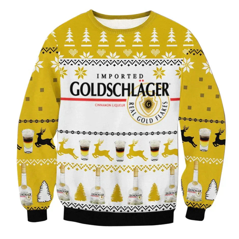 Unisex Goldschlager 3D Ugly Christmas Sweater For Men & Women Christmas Gift Sweater BH1292 - WeCustomit