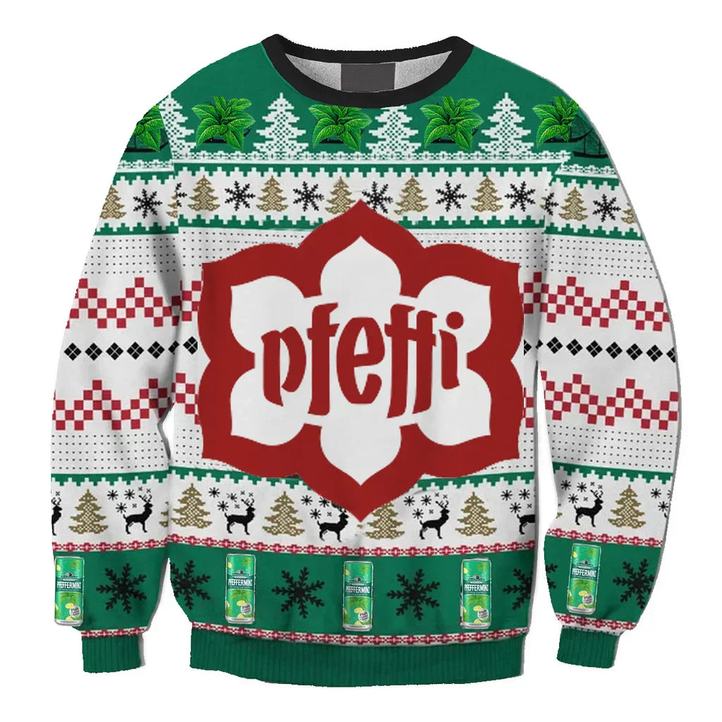 Unisex Glitzer Nordbrand Pfeffi 3D Ugly Christmas Sweater For Men & Women Christmas Gift Sweater BH1201 - WeCustomit