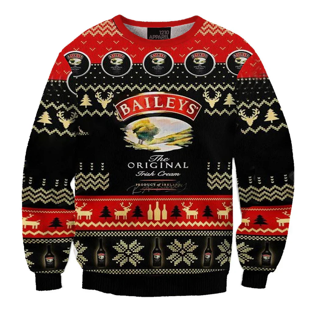 Unisex Baileys 3D Ugly Christmas Sweater For Men & Women Christmas Gift Sweater BH1286 - WeCustomit