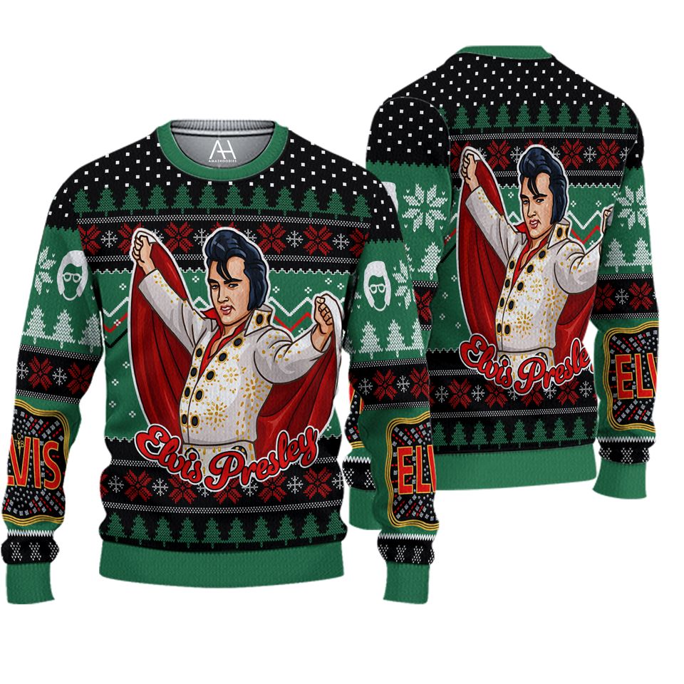 El.vis Pre.sley King Of Rock Love Ugly Christmas Sweater For Men & Women Christmas Gift Sweater BH588 - WeCustomit