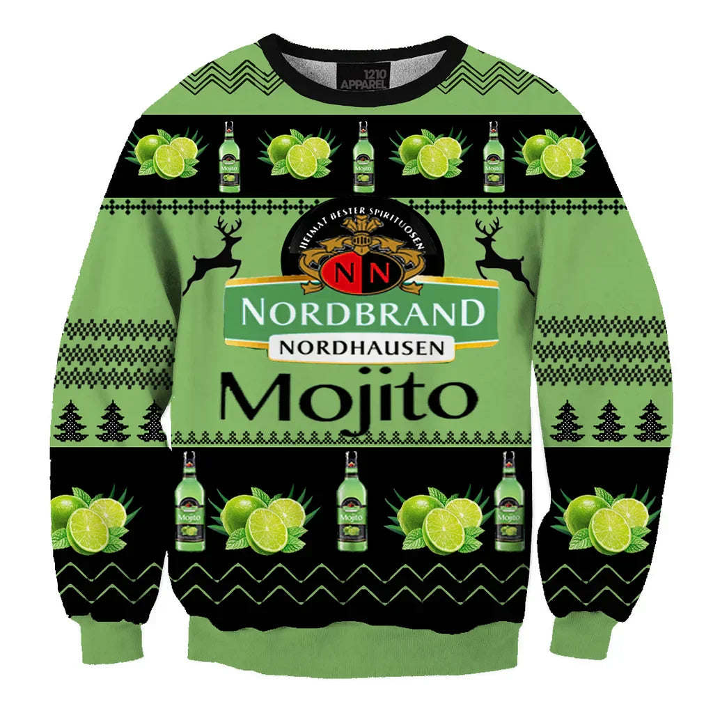 Unisex Nordbrand Mojito Lime 3D Ugly Christmas Sweater For Men & Women Christmas Gift Sweater BH1198 - WeCustomit