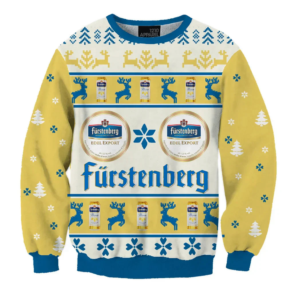 Unisex Fürstenberg Beer 3D Ugly Christmas Sweater For Men & Women Christmas Gift Sweater BH1224 - WeCustomit