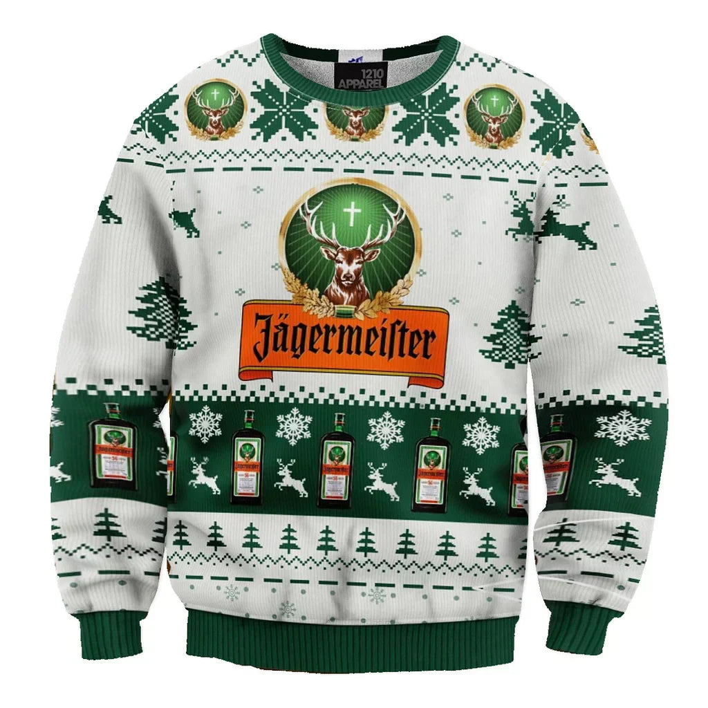 Unisex Jagermeister Negroni Print Fun Ugly Christmas Sweater For Men & Women Christmas Gift Sweater BH1051 - WeCustomit
