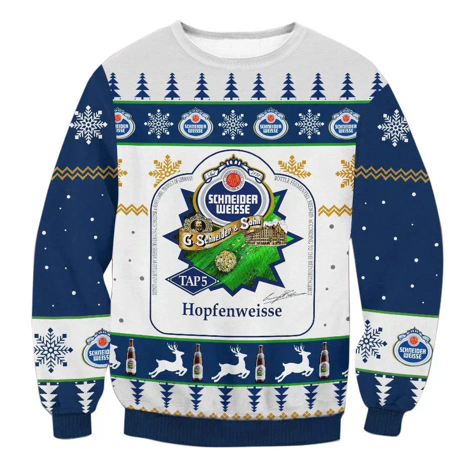 Unisex Schneider Weisse Hopfenweisse 3D Ugly Christmas Sweater For Men & Women Christmas Gift Sweater BH1295 - WeCustomit