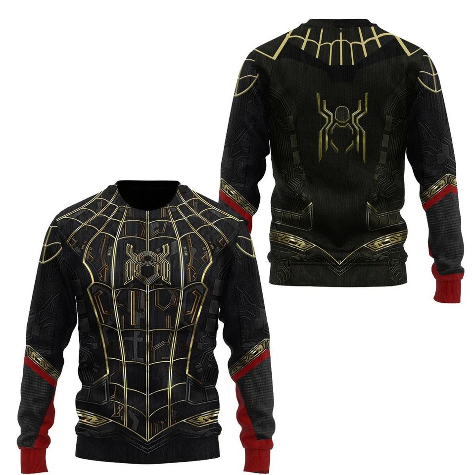 Spider-Man Black Ugly Christmas Sweater For Men & Women Christmas Gift Sweater PT1490 - WeCustomit