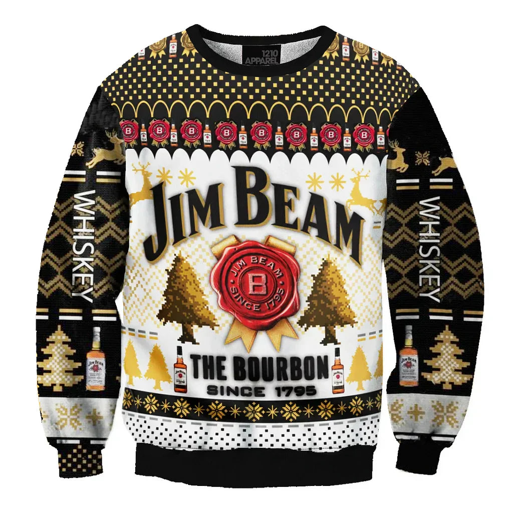 Unisex Jim Beam 3D Ugly Christmas Sweater For Men & Women Christmas Gift Sweater BH1172 - WeCustomit