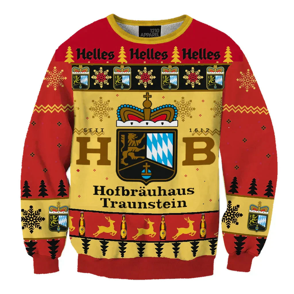 Unisex Hofbräuhaus Traunstein Helle 3D Ugly Christmas Sweater For Men & Women Christmas Gift Sweater BH1176 - WeCustomit