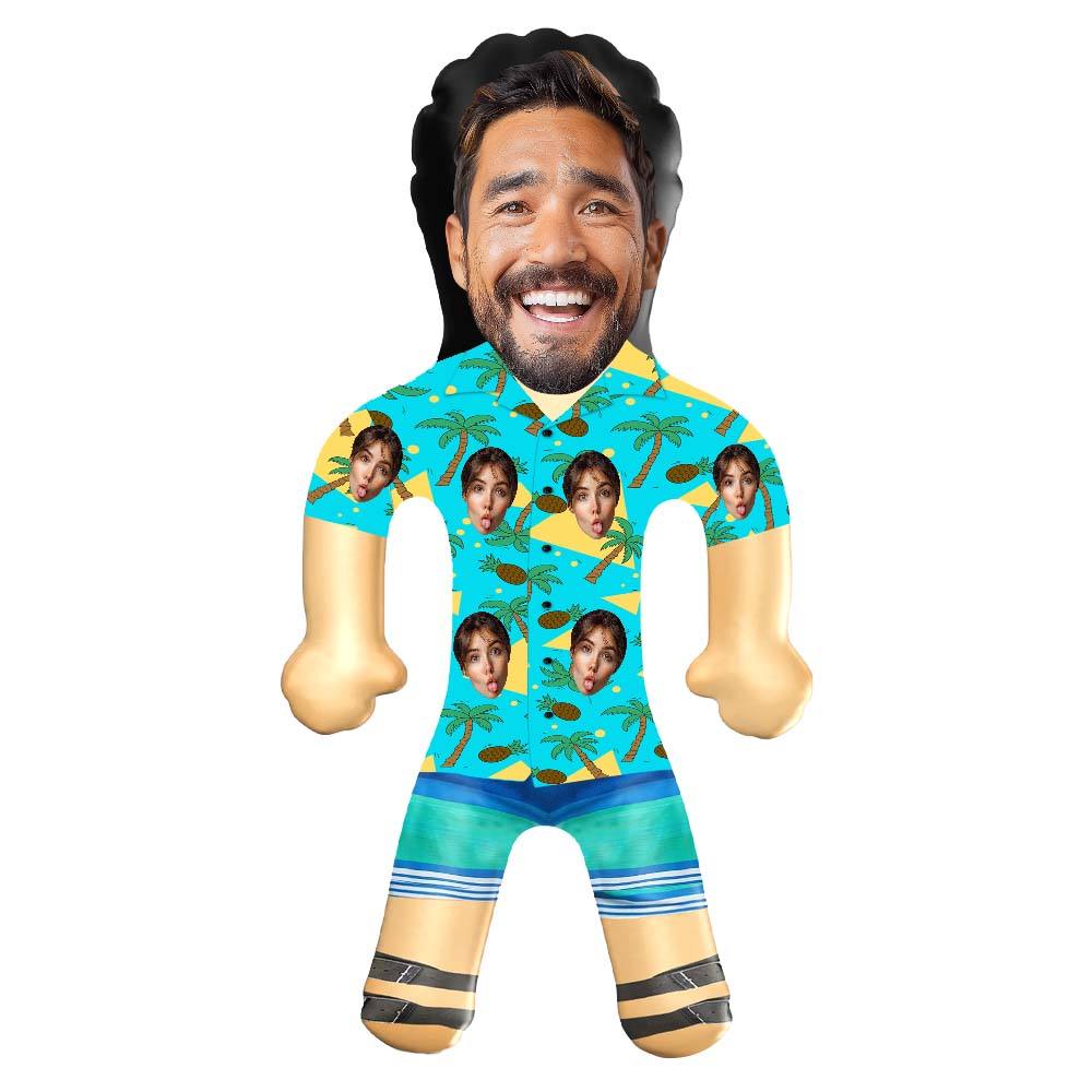 Personalized Blow Up Dolls Hawaiian Shirt Coconut Tree and Pineapple Funny Inflatable Man Printed Face for Party Favors