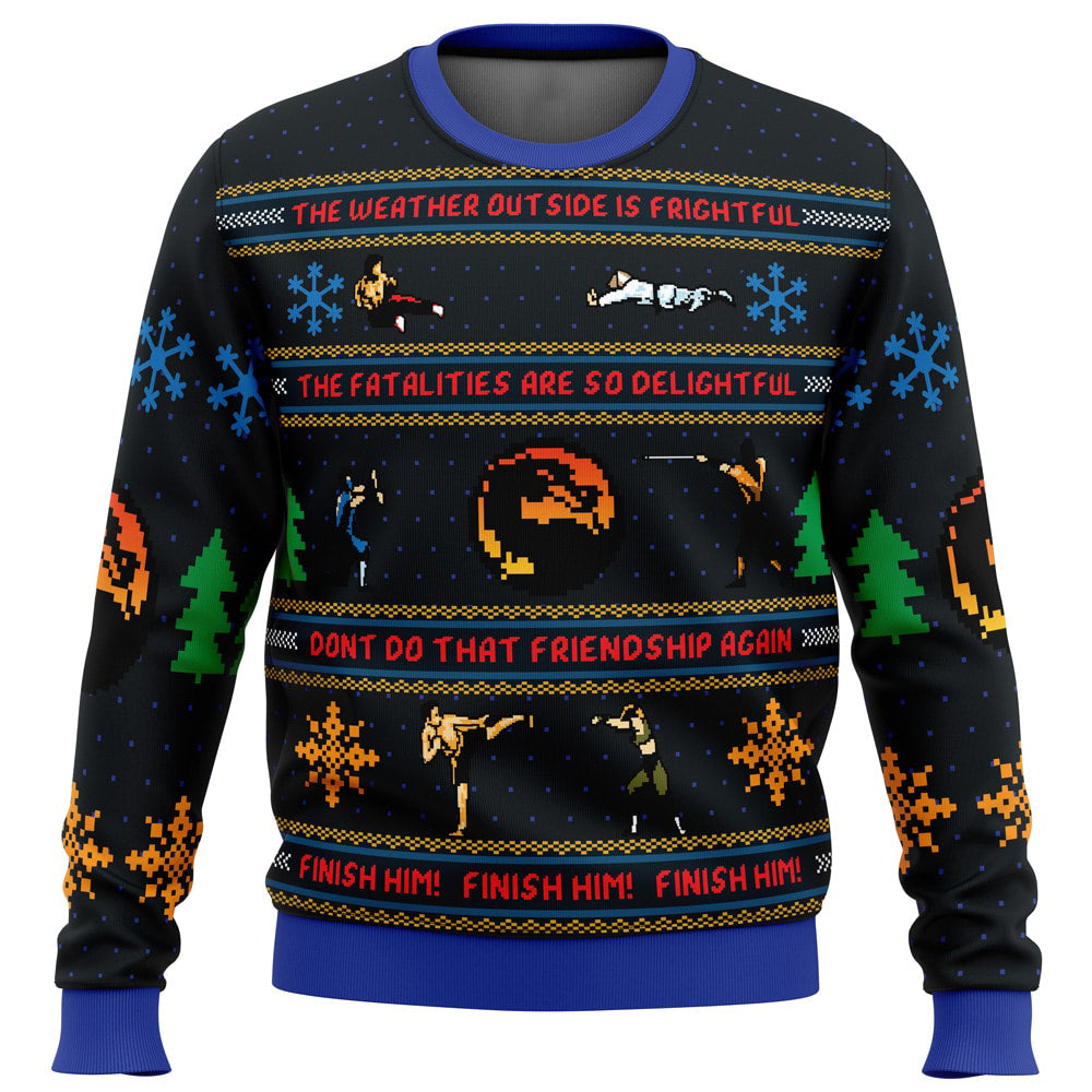 Finish Him! Mortal Kombat Ugly Christmas Sweater - WeCustomit