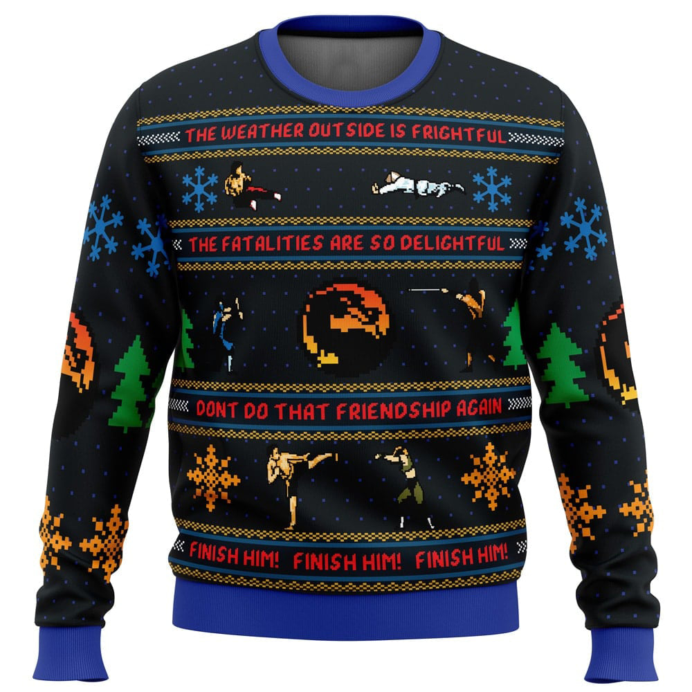 Finish Him! Mortal Kombat Ugly Christmas Sweater - WeCustomit