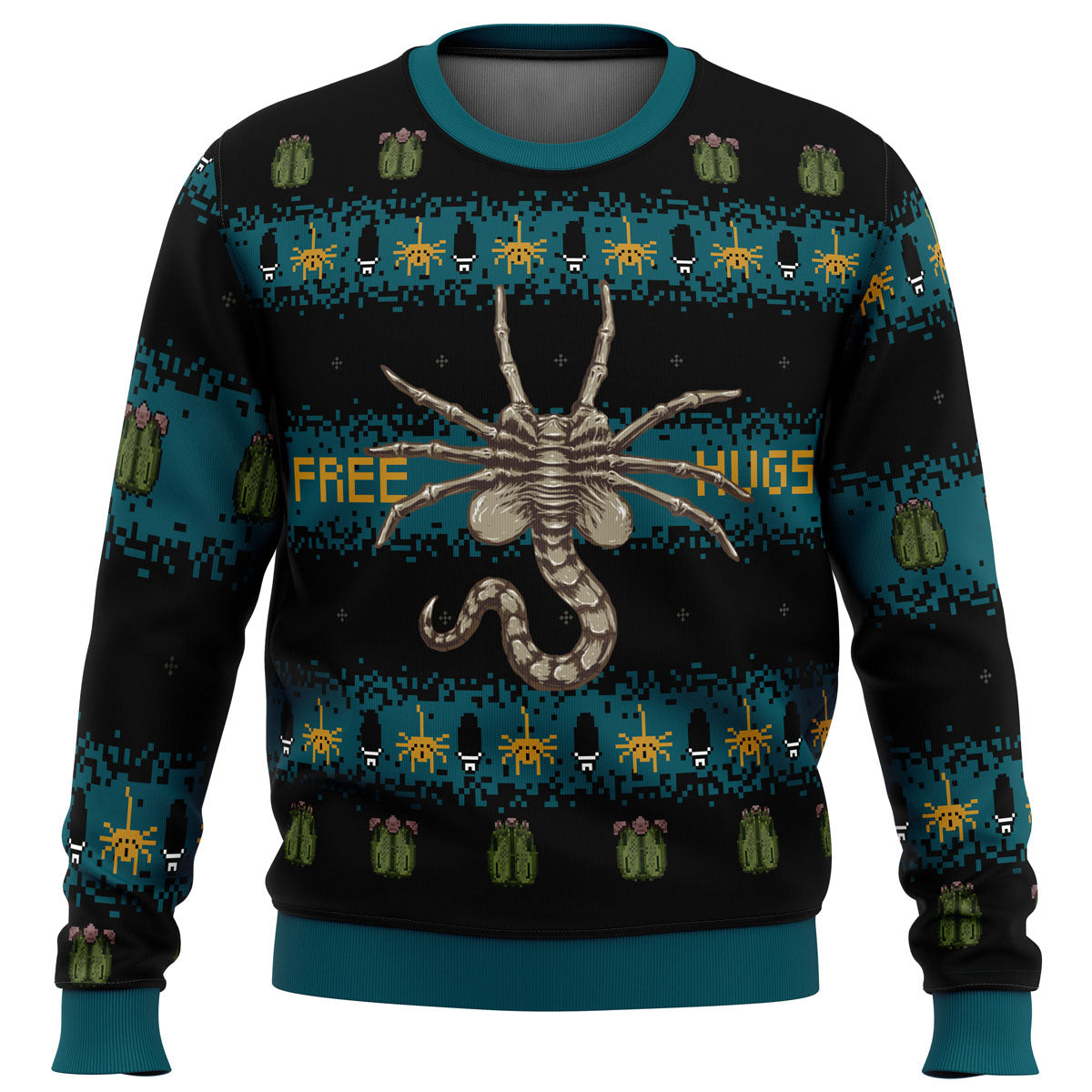 Free Hugs Alien Facehugger Ugly Christmas Sweater - WeCustomit