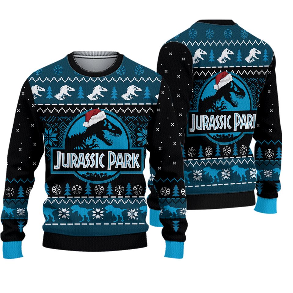 Funny Dinosaur Jurassic Park Ugly Christmas Sweater For Men & Women Christmas Gift Sweater PT969 - WeCustomit