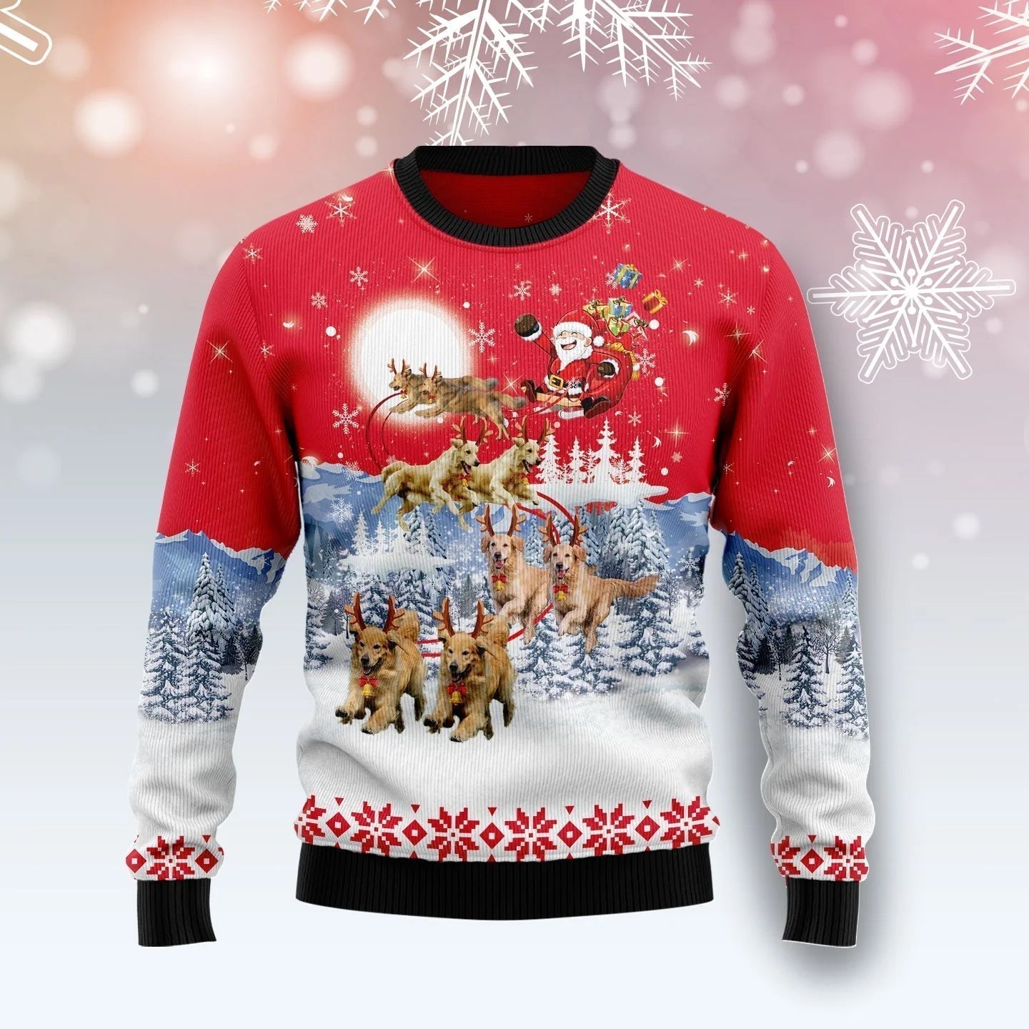 Golden Retriever Santa Claus Ugly Christmas Sweater For Men & Women Christmas Gift Sweater US2731 - WeCustomit