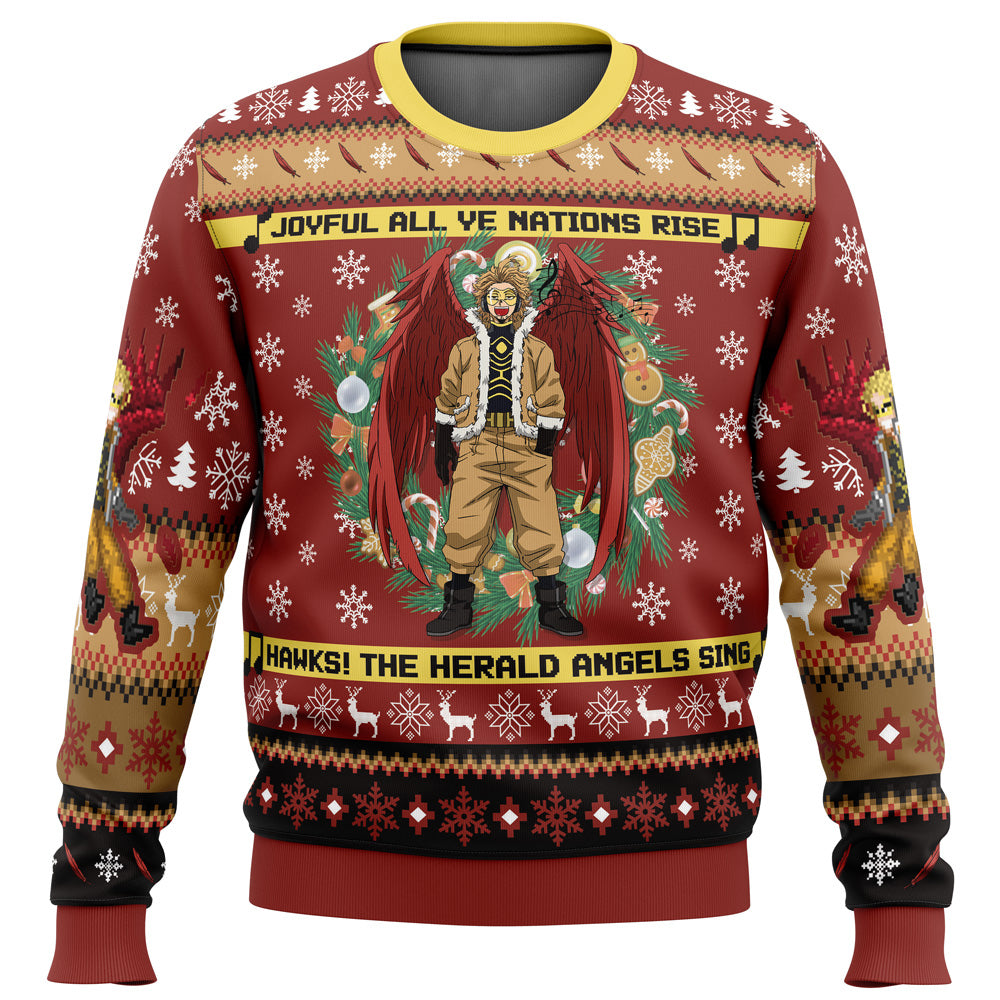 Hawks Singing Christmas Song My Hero Academia Ugly Christmas Sweater - WeCustomit