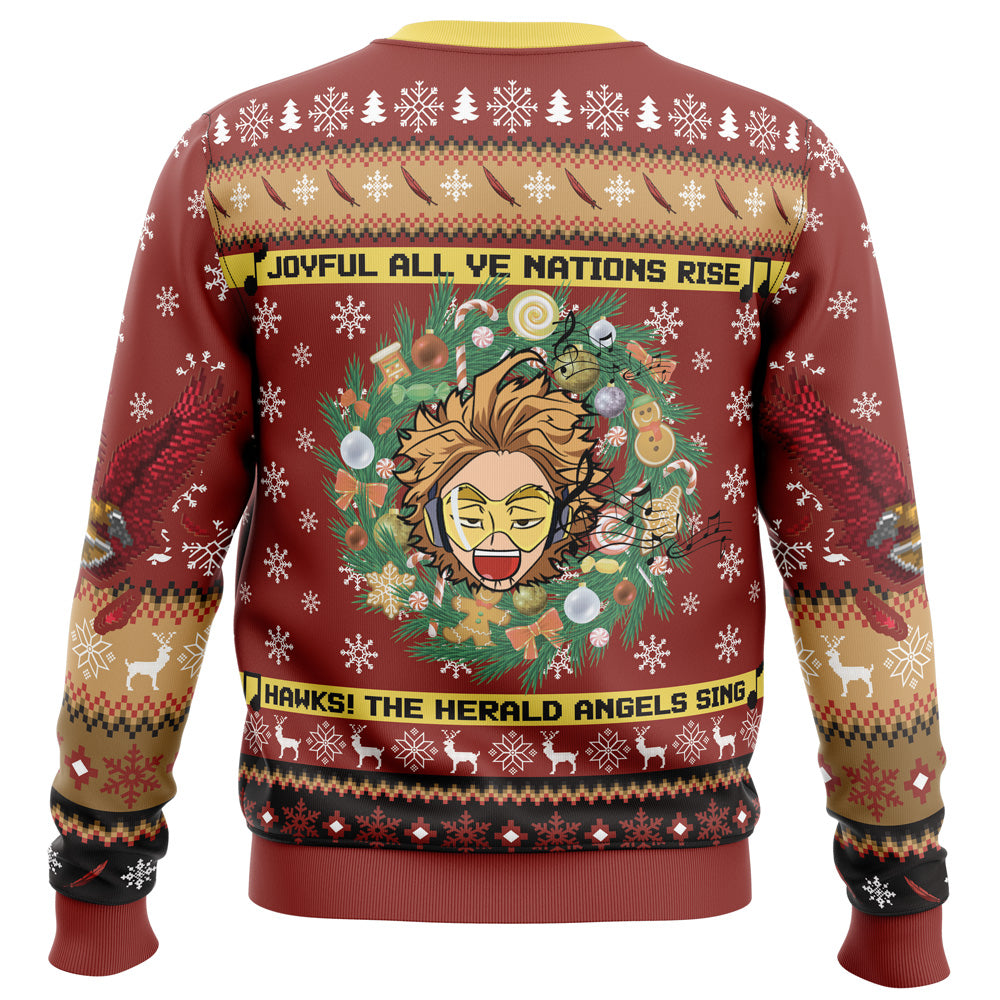 Hawks Singing Christmas Song My Hero Academia Ugly Christmas Sweater - WeCustomit