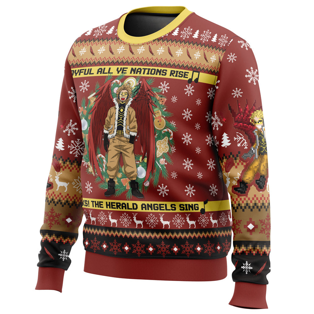 Hawks Singing Christmas Song My Hero Academia Ugly Christmas Sweater - WeCustomit