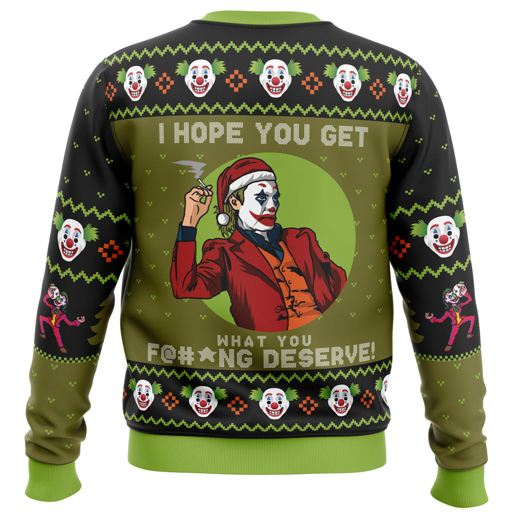 I Hope You Get What You Deserve Joker DC Comics Ugly Christmas Sweater - WeCustomit