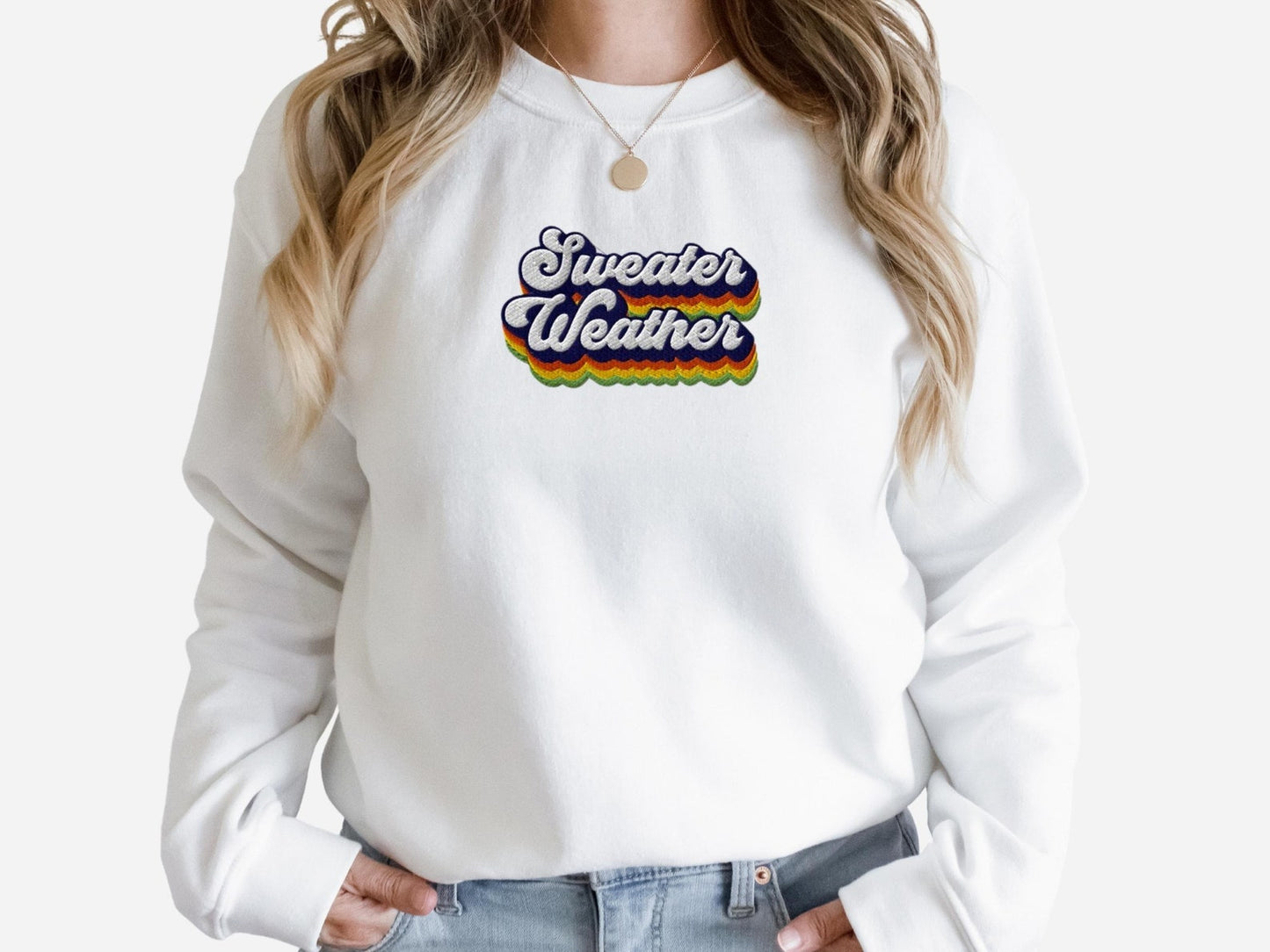 Sweater Weather Embroidered Halloween Sweatshirt 2D Crewneck Sweatshirt All Over Print Sweatshirt For Women Sweatshirt For Men SWS3053 - WeCustomit