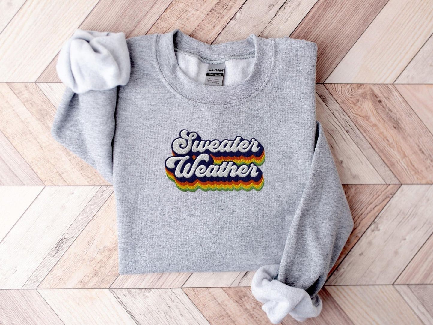 Sweater Weather Embroidered Halloween Sweatshirt 2D Crewneck Sweatshirt All Over Print Sweatshirt For Women Sweatshirt For Men SWS3053 - WeCustomit