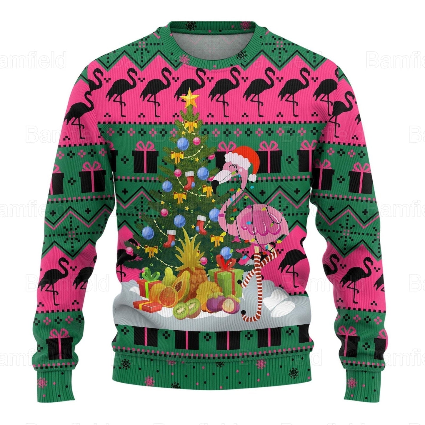 Flamingo Christmas Ugly Christmas Sweater For Men & Women Christmas Gift Sweater US1171 - WeCustomit