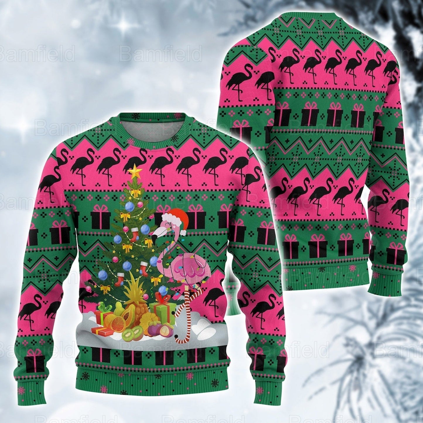 Flamingo Christmas Ugly Christmas Sweater For Men & Women Christmas Gift Sweater US1171 - WeCustomit