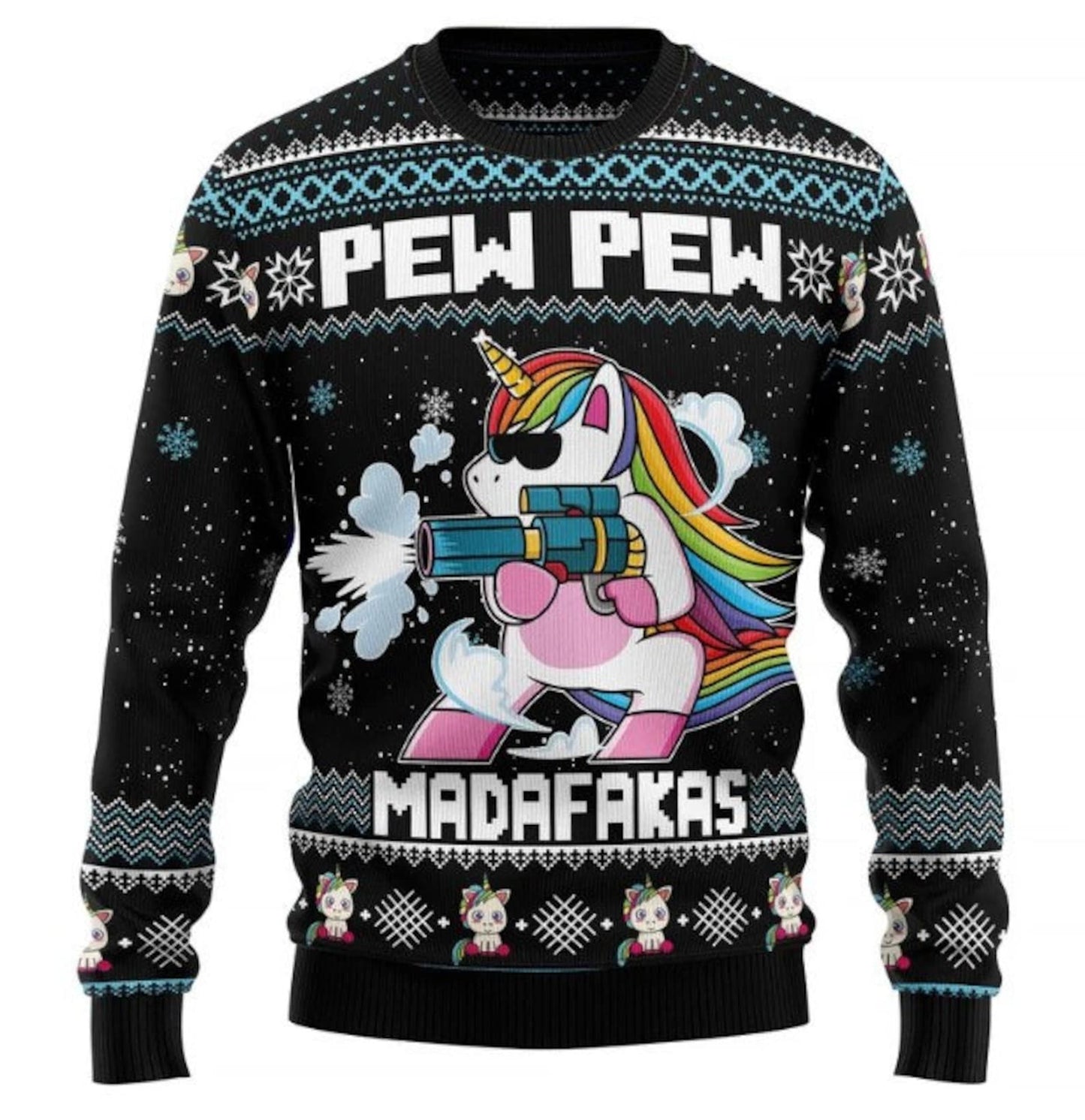 Unicorn Pew Pew Ugly Christmas Sweater For Men & Women Christmas Gift Sweater US2774 - WeCustomit