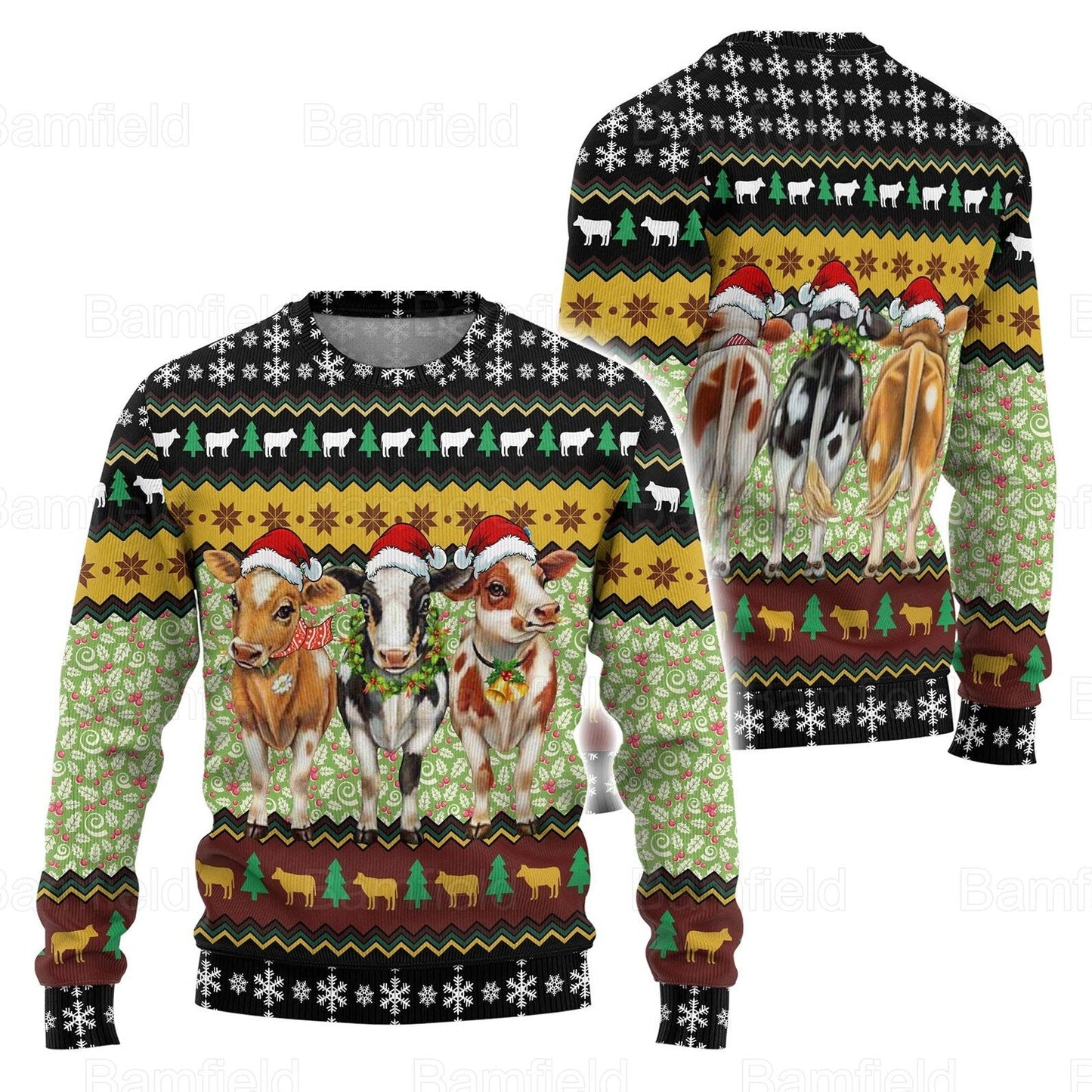 Cow Christmas Lights Ugly Christmas Sweater For Men & Women Christmas Gift Sweater US1193 - WeCustomit
