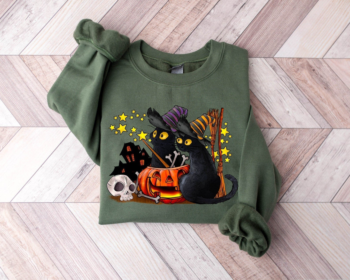 Cat halloween sweatshirt, ghost cat shirt, Halloween Sweater, Halloween Cat Shirt, Cat Lover Shirt, Black Cat Shirt, Spooky Season - WeCustomit