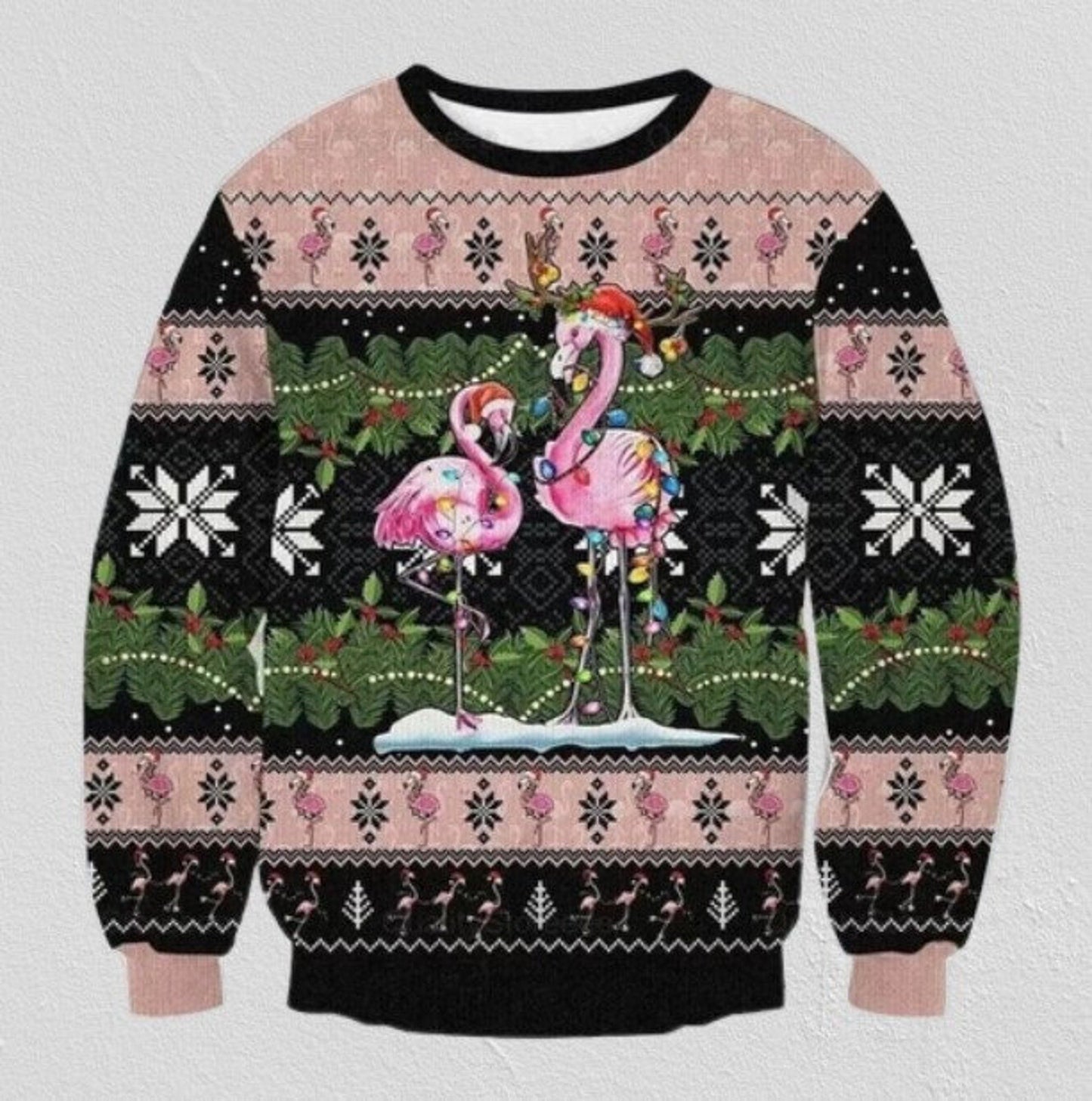 Flamingo Xmas Ugly Christmas Sweater For Men & Women Christmas Gift Sweater US1463 - WeCustomit