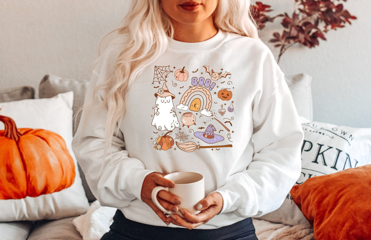 Vintage Halloween Sweatshirt, Halloween Shirts for Women, Halloween Crewneck, Halloween Sweater, Halloween Party Sweatshirt, Spooky Season - WeCustomit